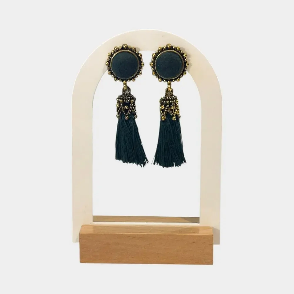 Vintage Women Velvet Green Earrings